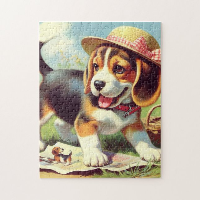Puzzle Cute Beagle Pinting (Vertical)