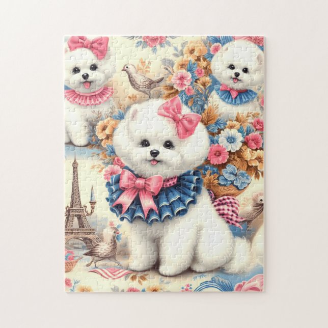 Puzzle Cute Bichon Frisé Seamless (Vertical)