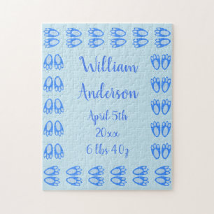Puzzle Cute Blue Baby Boy Bunny Pies de Pascua Personaliz