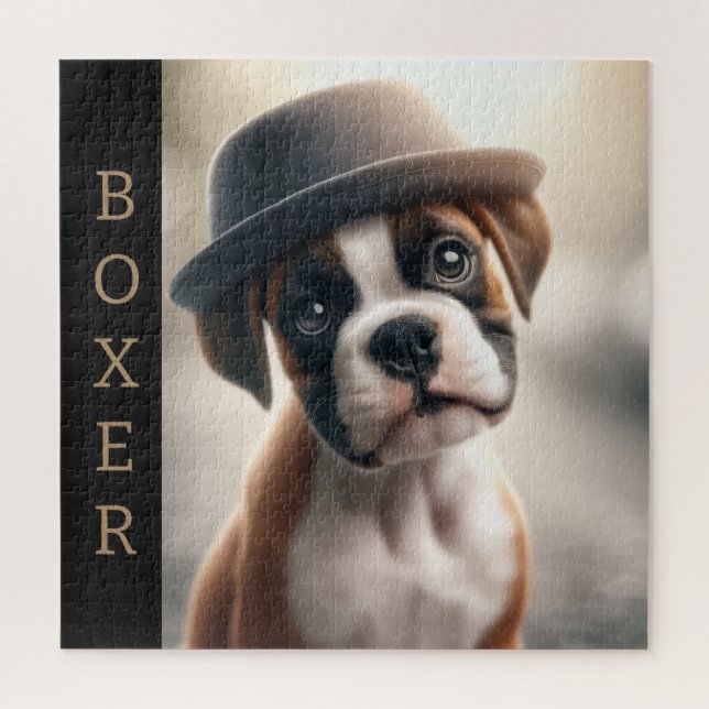 Puzzle Cute Boxer Puppy – Stylish Dog Art (Vertical)