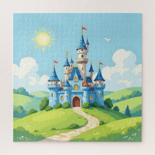 Puzzle Cute castillo azul y blanco