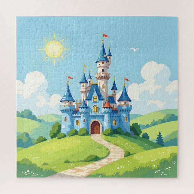 Puzzle Cute castillo azul y blanco (Vertical)