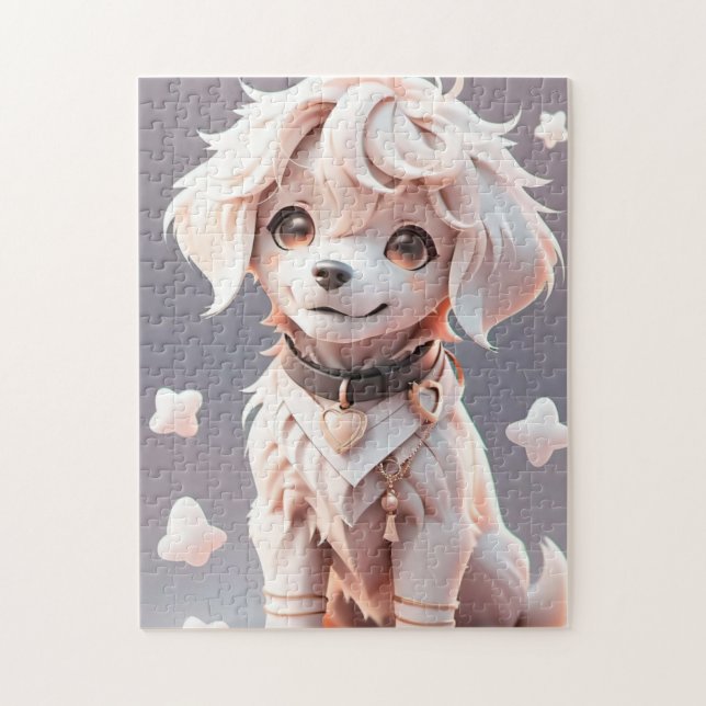 Puzzle Cute Chibi Golden Retriever Puppy (Vertical)