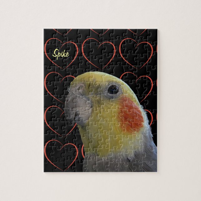 Puzzle Cute Cockatiel y Hearts (Vertical)