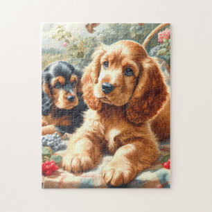 Puzzle Cute Cocker Spaniel Painting