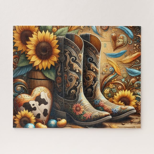 Puzzle Cute Cowboy Boots (Horizontal)