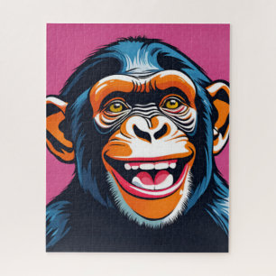 Puzzle Cute Crazy Funny Chimpanzee