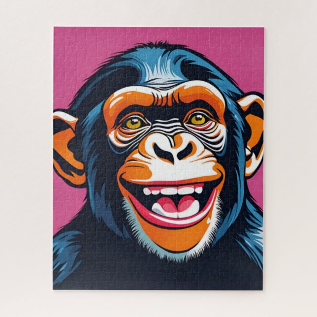 Puzzle Cute Crazy Funny Chimpanzee (Vertical)
