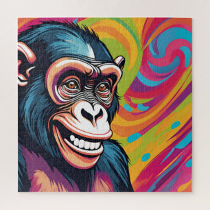 Puzzle Cute Crazy Funny Chimpanzee