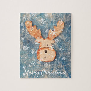 Puzzle Cute Deer Snowflake Feliz Navidad niños