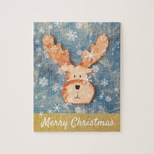 Puzzle Cute Deer Snowflake Feliz Navidad niños