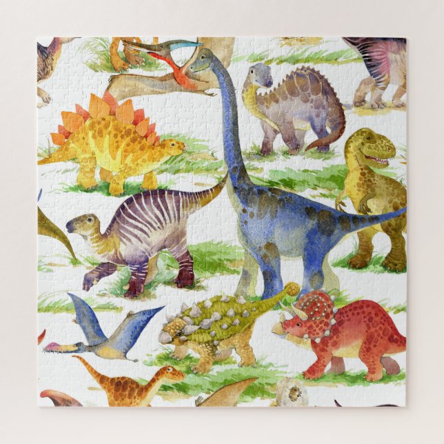 Puzzle Cute Dinosaurios Acuarela Arte Sin Marea (Vertical)