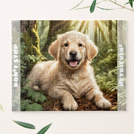 Puzzle Cute Dog Puppy Golden Retriever Nombre personaliza