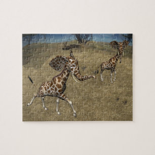 Puzzle Cute Elephant Giraffes