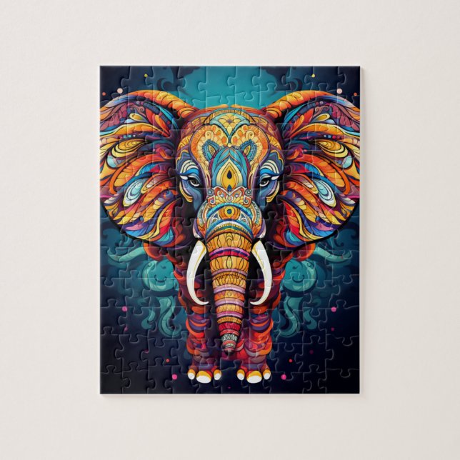 Puzzle Cute Elephant Mandala (Vertical)