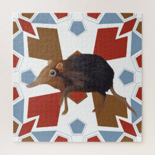 Puzzle Cute Elephant Shrew Fun Colorous Pattern