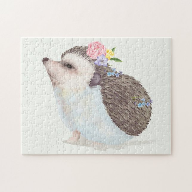 Puzzle Cute Floral Hedgehog (Horizontal)