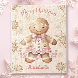 Puzzle Cute Gingerbread Man Chica Navidades de nombre ros
