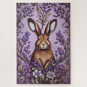Puzzle Cute Hare Con Lavanda Inspirada William Morris