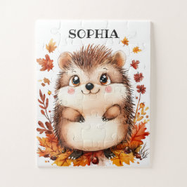 Puzzle Cute Hedgehog Nombre Personalizado Caída Animal Mo