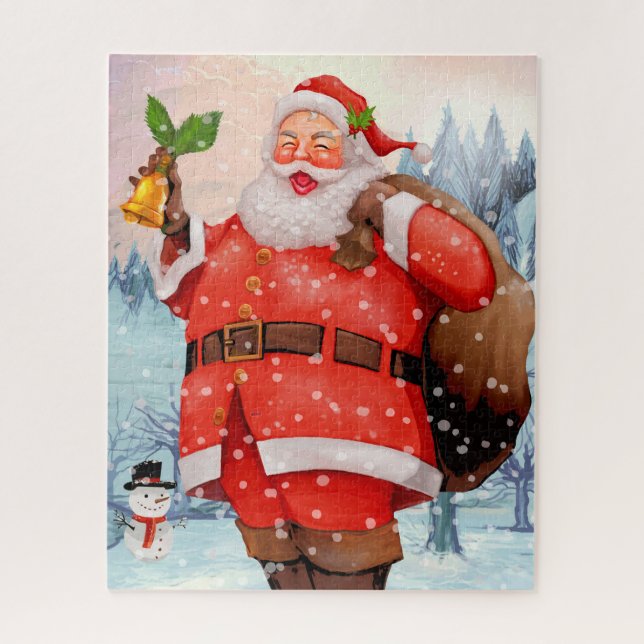 Puzzle Cute invernal acuarela Santa Claus Snowman (Vertical)