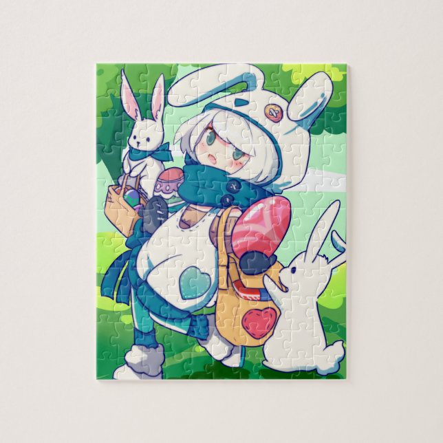 Puzzle Cute Kawaii Conejo de Pascua Niña (Vertical)