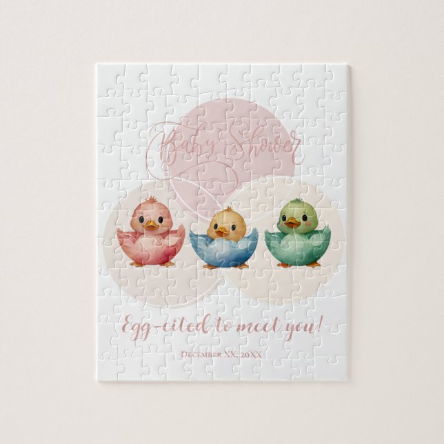 Puzzle Cute Kawaii Egg Birds Pastel de Baby Shower de col (Vertical)