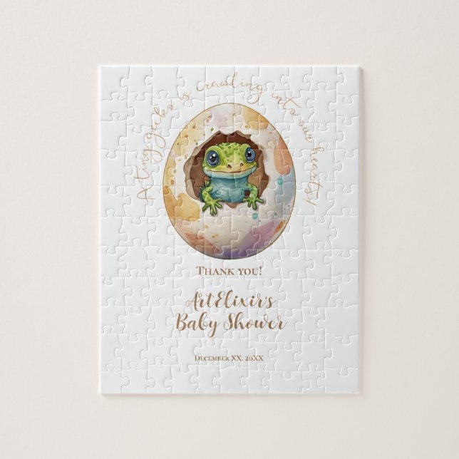 Puzzle Cute Kawaii Gecko Lizard Egg Baby Shower (Vertical)