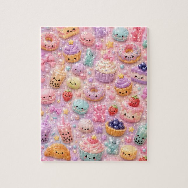 Puzzle Cute Kawaii Rainbow Glitter Bubble Tea Squishies  (Vertical)
