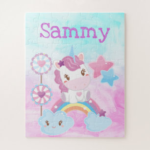 Puzzle Cute Kawaii Soñador Unicornio Arcoíris Nube