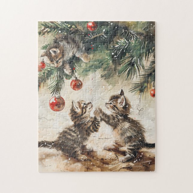 Puzzle Cute Kittens Christmas Tree (Vertical)