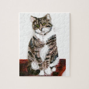 Puzzle Cute Kitty Painting Tabby Cat