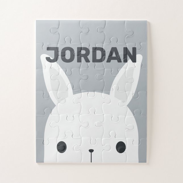 Puzzle Cute Little Bunny Rabbit with Personalized Name (Vertical)