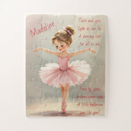 Puzzle Cute Little Girl Ballerina in Pink Tutu and Poem 