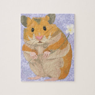 Puzzle Cute little Hamster holding a flower