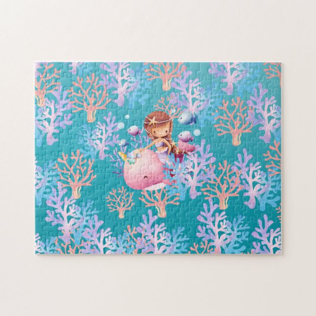 Puzzle Cute Magical Pescado de Sirena Coral Mar chicas de (Horizontal)