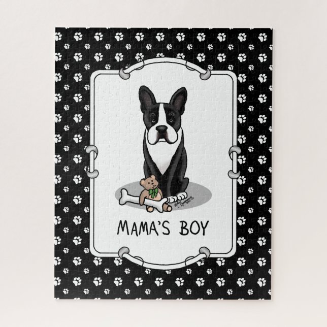 Puzzle Cute Mama's Boy Boston Terrier (negro) (Vertical)