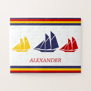 Puzzle Cute Navy Azul Rojo Amarillo Gay Stripe náutico