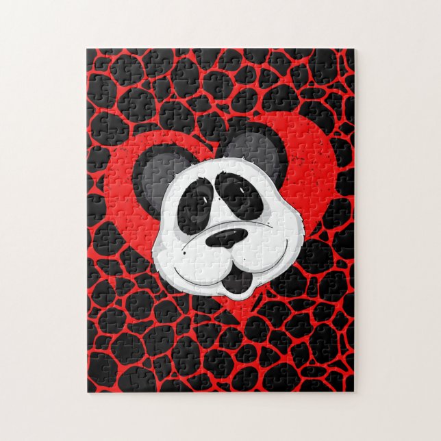 Puzzle Cute Panda Oso Corazón de Amor (Vertical)
