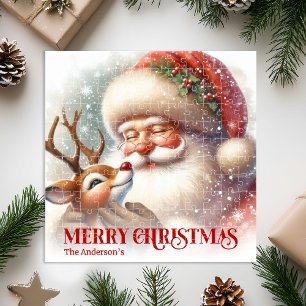Puzzle Cute Papá Noel Rudolph Personalizado Fiesta Niños