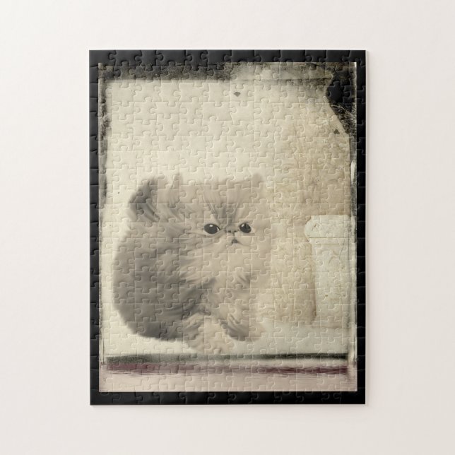 Puzzle Cute persa Kitten Vintage Look (Vertical)