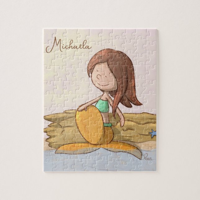 Puzzle Cute Personalizado Sirena Playa (Vertical)