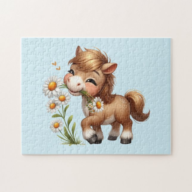 Puzzle Cute Pony Eating Daisies (Horizontal)