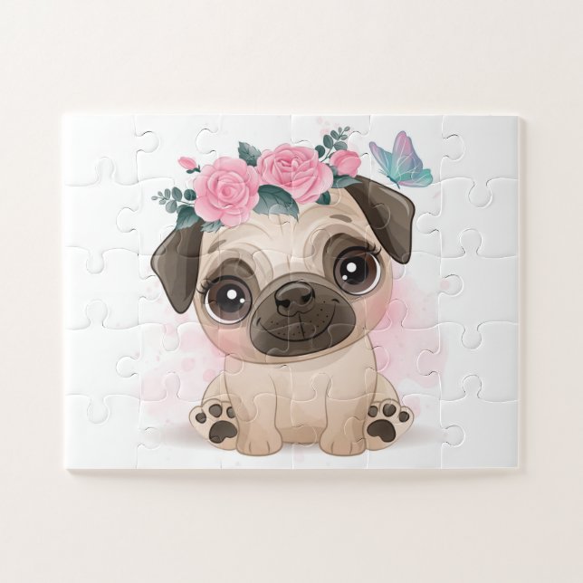 Puzzle Cute Pug (Horizontal)