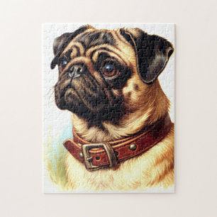 Puzzle Cute Pug Retro Pintura