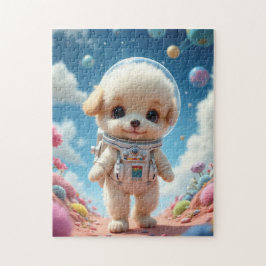 Puzzle Cute Puppy Astronaut on a Pastel Planet Jigsaw Puz
