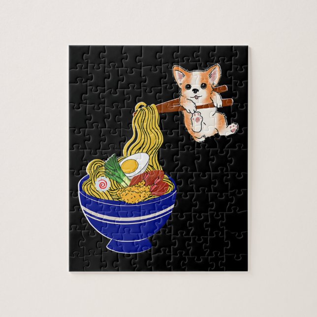 Puzzle Cute Ramen Corgi Dog (Vertical)