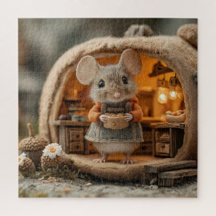 Puzzle Cute Ratón Pequeño en Acorn Casa Acogedora