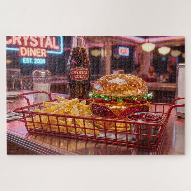 Puzzle Cute Retro Diner | Crystalline Burger y Papas Frit (Horizontal)