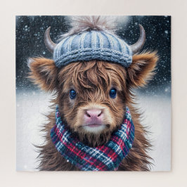 Puzzle Cute Scottish Highland Cow Winter con la temática 